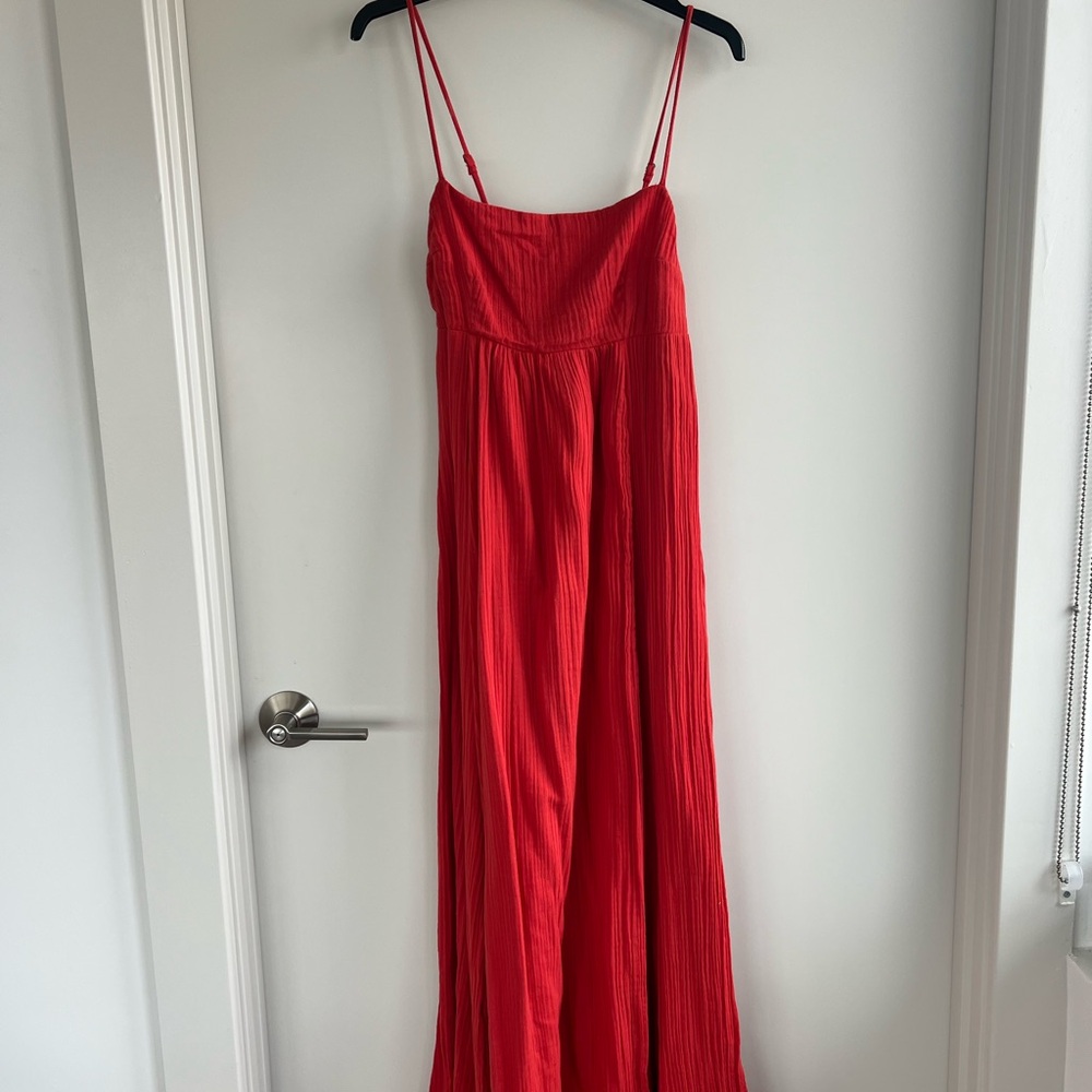 Abercrombie & Fitch Red Maxi Dress with Adjustable Straps